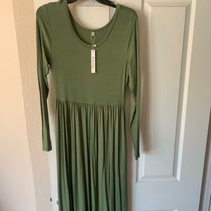 Olive Green, floor length dress